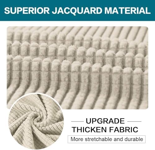 Turquoize 4 Piece Sofa Covers for 3 Cushion Couch Sofa Slipcover Soft Couch Cover for Dogs Washable Furniture Cover with 3 Individual Large Cushion Covers Feature Fabric (Large Sofa, Biscotti Beige) - Image 3