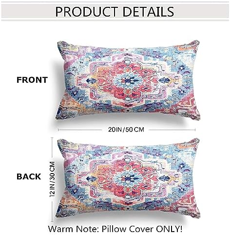 Snycler Antique Boho Hereke Rug Print Boho Throw Pillow Cover 12x20 Inch Set of 2 Double Sided Decorative Soft Throw Pillow Case Cushion Case for Home Decor Living Room Bed Couch Car - Image 2