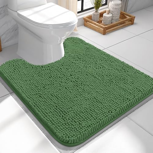 OLANLY Toilet Rugs U-Shaped 24x24, Soft Absorbent Chenille Contour Rugs by OLANLY