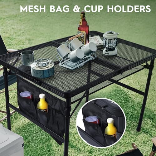 WildFinder Folding Grill Table, 3x2 FT Height Adjustable Camping Table - Image 6