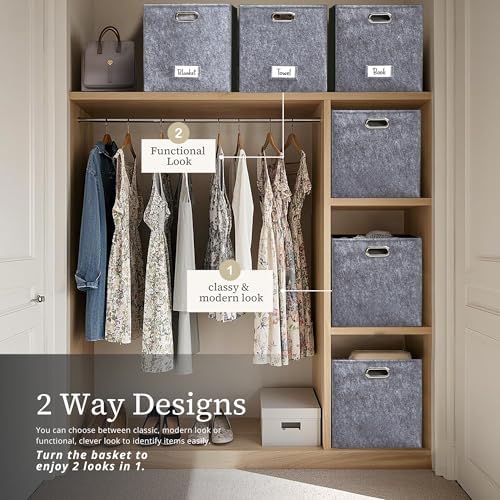 DECOMOMO Felt Storage Bins, 13x15x13 Storage Cube Bins with Labels - Image 4
