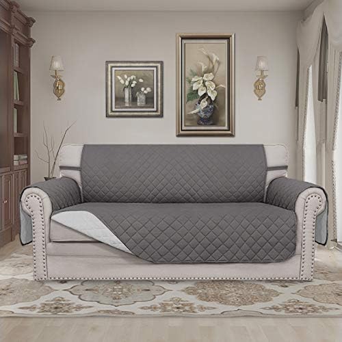 Easy-Going Sofa Slipcover Reversible Loveseat Sofa Cover Couch Cover for 2 Cushion Couch Furniture Protector with Elastic Straps for Pets Kids Dog Cat (Oversized Loveseat, Gray/Light Gray) - Image 2