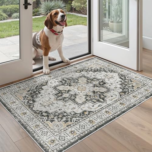 Madane Washable Entry Rug 3x4 Area Rugs for Entryway Kitchen, Black - Image 2