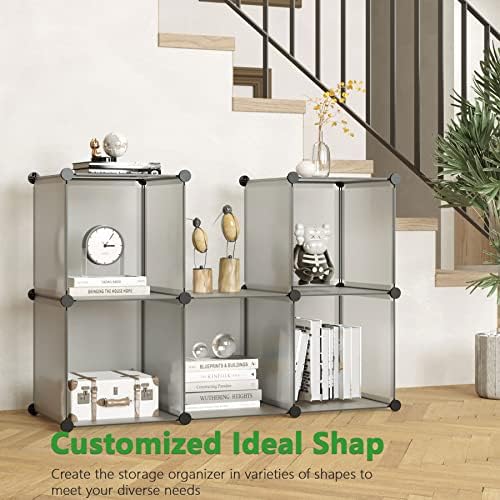 C&AHOME 6-Cube Storage Organizer Cube Shelf Closet Storage Bookcase, Grey - Image 4
