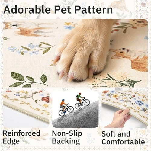 Soalmost Dog 6x9 Area Rugs for Living Room, Washable Animal Soft Rug Beige - Image 6
