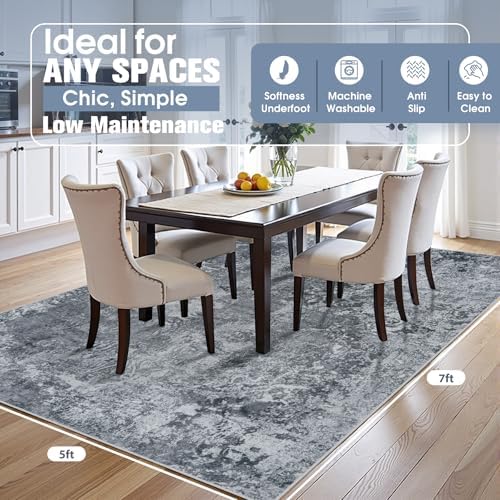Aelenmu 5x7 Area Rugs for Living Room Washable Bedroom Dining Room Black - Image 2