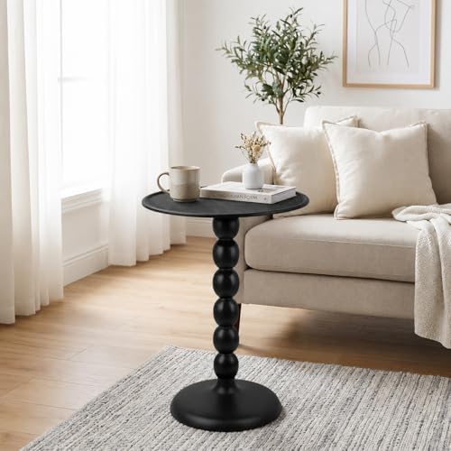 CLEENTABLE Round Metal End Table, Zigzag Design, 21" H x 15" W, Black - Image 6