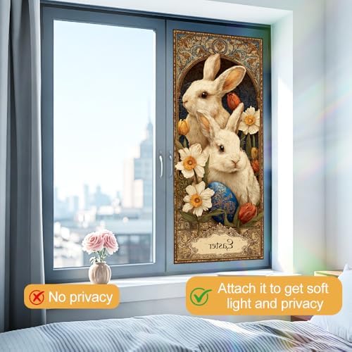 Cmialusie Easter Bunny Window Film 39.3 x 17.3 Inch Cling - Image 3