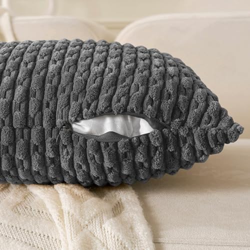 Set of 4 Dark Grey Decorative Throw Pillow Covers 26x26 Inch Corduroy Pillow Covers for Bed Couch Sofa Living Room Soft Square Cushion Cases - Image 5