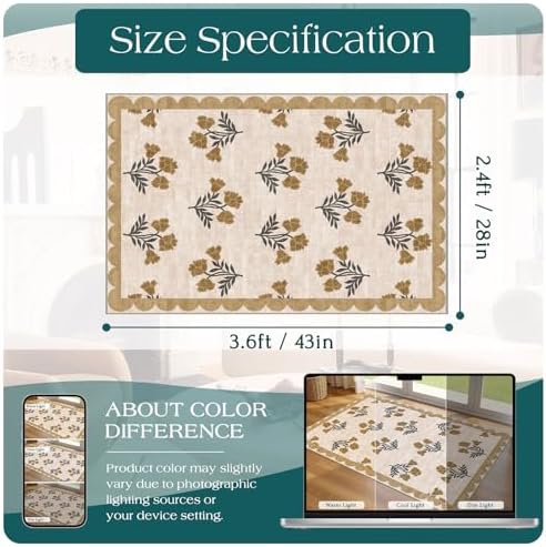 Floral Outdoor Rug, 28"x43" Front Door Mat Indoor Outside Entrance - Image 2