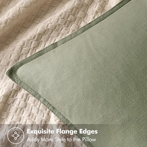 MIULEE Decorative Linen Pillow Covers 18x18 Inch Sage Green - Image 2
