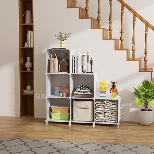 6Cube Storage Organizer Modular Stackable Shelf Closet White - Image 5
