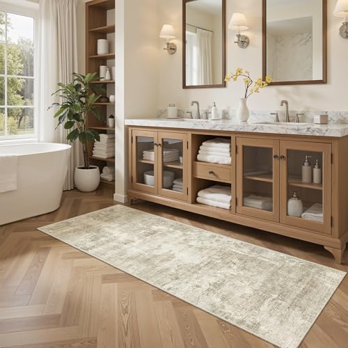 Soalmost Abstratc Runner Rug 2x6 Kitchen Hallway Runners Beige/Gray - Image 4