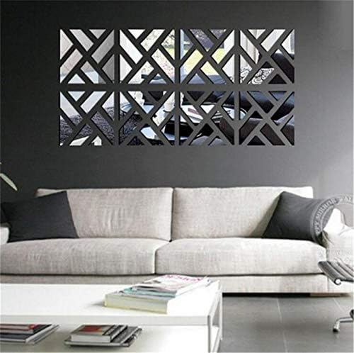 3D Mirror Wall Stickers, 4 Pcs Acrylic Square Geometric Pattern DIY Art Decal, Self Adhesive Mirror Plastic Wall Sheet Tiles Home Decoration for Living Room Bedroom Stair Wall Decor (8 pcs) by Unknown