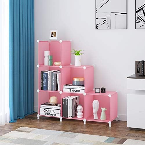 HOMIDEC 6-Cube Storage Shelf, Storage Bookcase Bookshelf with Metal Hammer, Storage Cubes Organizer Cabinet for Kids, Closet, Bedroom, Bathroom, (11.8x11.8x11.8 inch), Light Pink - Image 5