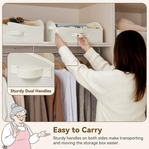GRANNY SAYS Trapezoid Closet Storage Bins, Medium, Pearl White, 3-Pack - Image 2