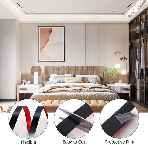 Gaahing 196.8" x 1.5" Brushed Black Molding & Wall Trim, Flexible Peel and Stick Decorative Strip for Tile, Mirror, Ceiling, Floor, Panel, Cabinet - Image 6
