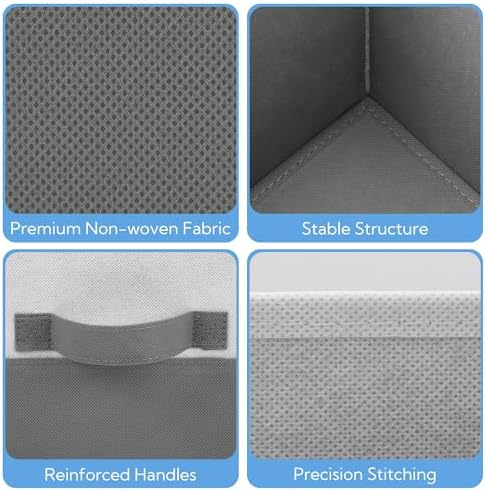 Cupic Cupid 6-Pack 11x11 Storage Cube, Fabric Storage Cubes, Gray and White - Image 6
