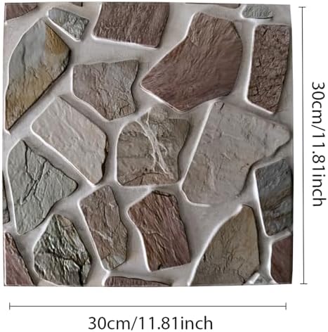 3D wall Panels Peel and Stick,Faue Stone Wall Panel,3D Texture PVC Waterproof Self Adhesive Decorative for Living Room Bedroom Kitchen Bathroom Interior wallboard 10PCS 11.81x11.81 inches - Image 3