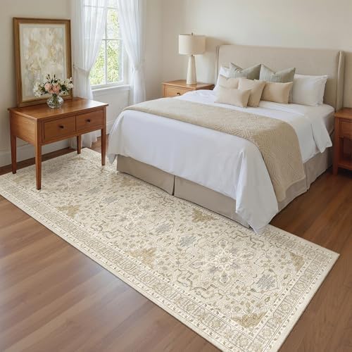 Madane Kitchen Runner 2'6''x8' Soft Rug Runners for Hallways, Beige/Blue - Image 4