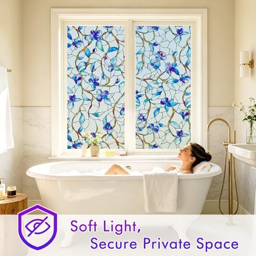 SOMWISE Frosted Window Privacy Film, Decorative Sun Heat Blocking, Anti UV - Image 3