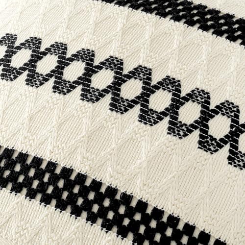 MIULEE Set of 2 Black Boho Decorative Lumbar Pillow Covers 12x20 Inch - Image 4