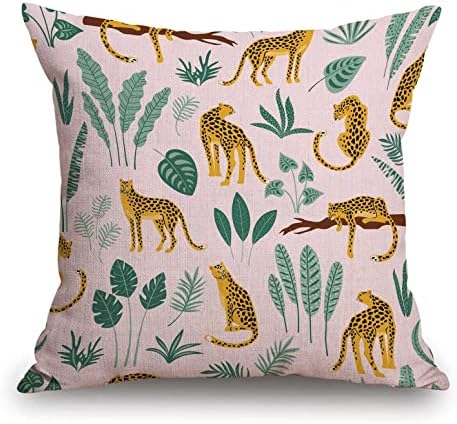 TSSOHU Vintage Cheetah Throw Pillow Cover Patio Furniture Leopard Decorative Cushion Cases Home Décor for Couch Bed Sofa 18x18 Inch by TSSOHU