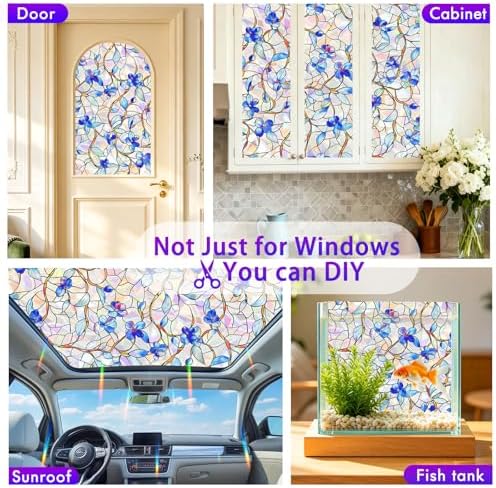 SOMWISE Rainbow Stained Glass Window Privacy Film,Heat Blocking Save Energy - Image 6