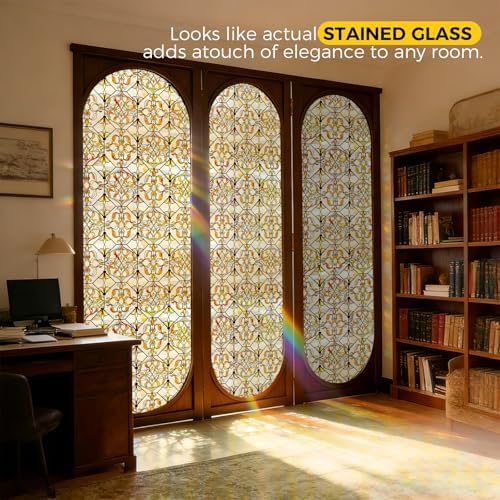 OHTMERU 3D Stained Glass Window Privacy Film Decorative Non-Adhesive - Image 4