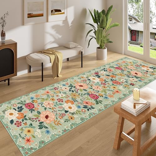 DUKINO 2x8 Runner Rug, Washable Runner Rug for Kitchen Non Slip, Green - Image 3