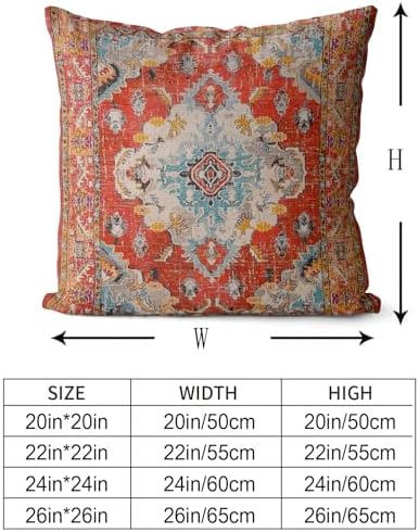 Snycler Boho Throw Pillow Covers 24x24 inch Set of 2 Boho Rug Carpet Double Sided Pattern Cotton Soft Pillow Case Cushion Cover Pillowcase for Couch Sofa Bed Decorative (Orange) - Image 3