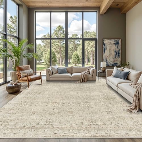 Rugxara Beige 9x12 Area Rugs for Living Room Bedroom Large Washable Rug by Rugxara