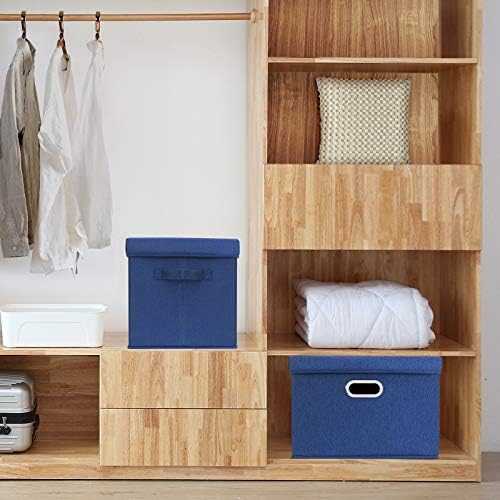 TYEERS Collapsible Storage Bins With Lids, Large Fabric Storage Boxes - 2 Pack - Classic Blue - Image 4