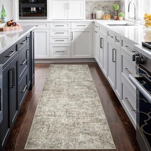 Runner Rugs for Hallways Kitchen 2.6x8 Non Slip Washable Beige Brown - Image 3