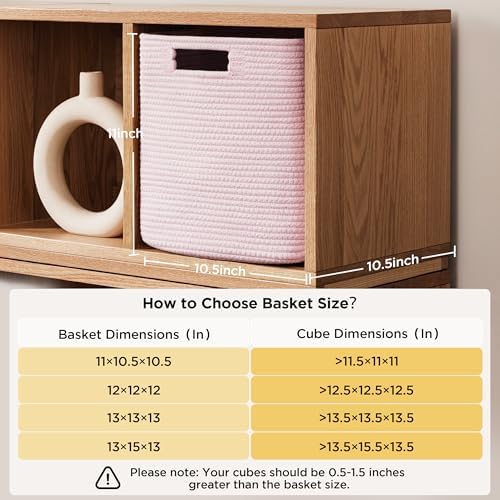 UBBCARE Storage Cubes 11 Inch, Cotton Rope Woven Baskets for Organizing, Cube Storage Bin for Baby Nursery, 4-Pack Square Toy Storage Baskets for Shleves Organizer, Closet, Kidsroom, Pink - Image 2