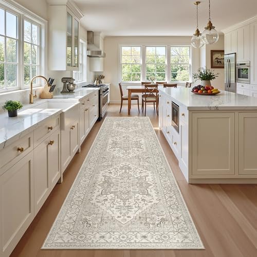 Madane Hallway Runner Rug 2'6''x10' Kitchen Runners Vintage, Beige/Brown - Image 3