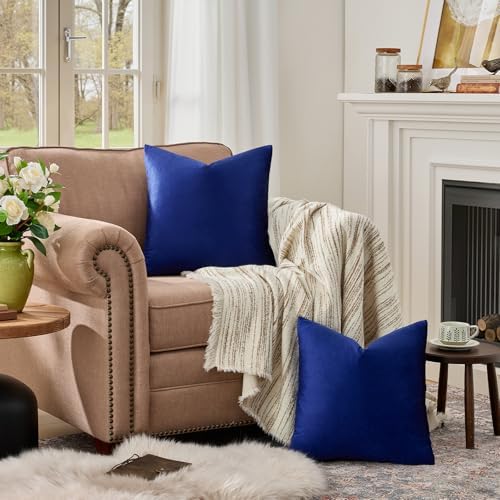 GIGIZAZA Royal Blue Velvet Throw Pillow Covers 24x24 Pack of 2 - Image 3