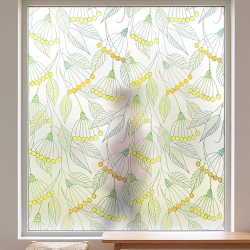 Spring Leaves Stained Glass Window Film Privacy Anti UV 35x78.7in by BetterLifeinHouse