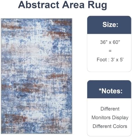 Modern Abstract 3x5 Rug, Non Slip Entryway Rug, Soft Machine Washable Rugs - Image 2