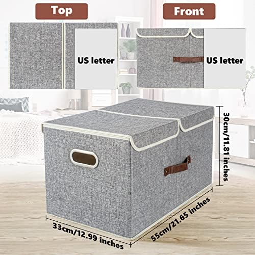 TYEERS Extra Large Collapsible Storage Bins with Lids and Compartments, Organizing Bins for Closet Storage, Clothes Storage, Cube Organizer for Home Office Storage - 2 Pack - Gray - Image 2