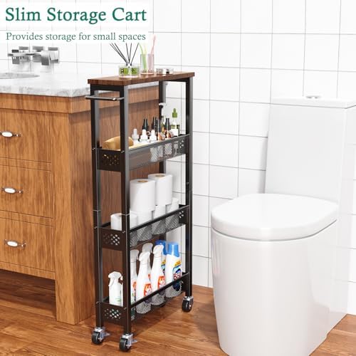 XYZLVSI Utility Slim Storage Cart on Wheels, 4 Tier Laundry Room Organizers - Image 4