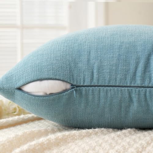 MIULEE Smoke Blue Chenille Couch Throw Pillow Covers, 20x20 - Image 5