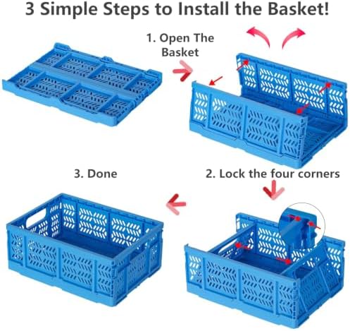 4 Pack 20L Large Closet Storage Baskets Bins for Shelves | Foldable Closet Organizers and Storage with Handles Home Organization | Plastic Collapsible Baskets for Organizing Clothes Nursery (Blue) - Image 3
