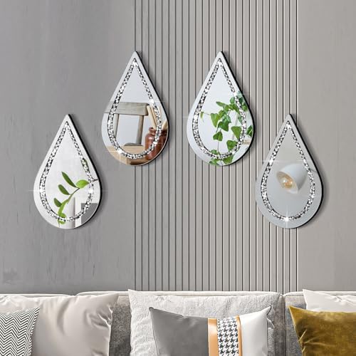 Yookeer 4 Pcs Espejos Decorativos para Sala Silver Mirror Wall Decor by Yookeer