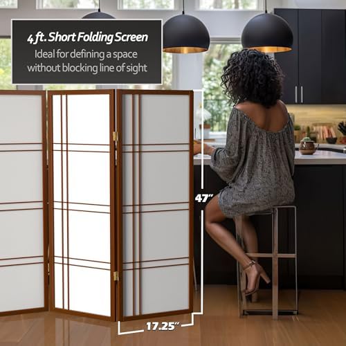 4 ft. Short Double Cross Shoji Screen - Walnut - 4 Panels - Image 5