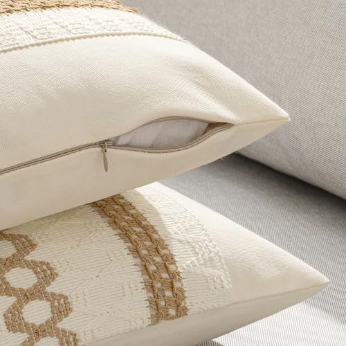 MIULEE Set of 2 Neutral Boho Decorative Pillow Covers 16x16 Inch - Image 5
