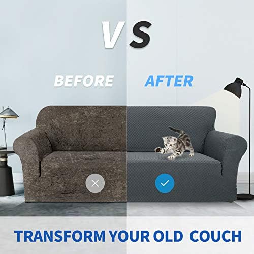 ZNSAYOTX 1 Piece Jacquard Couch Covers for 3 Cushion Couch Living Room High Stretch Sofa Cover Pets Dogs Friendly Anti Slip Thickened Slipcovers Furniture Protector (Sofa, Dark Grey) - Image 4