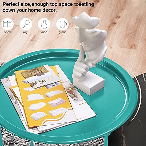Garden 4 you End Table Set of 2, Outdoor Side Table, Small Patio Table Metal Side Table, Round Folding Side Table, for Outdoor and Living Room,Green - Image 7