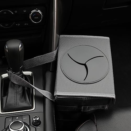 AOKJOY Car Garbage can with lid Leak Proof Vehicle Trash Can 3 Storage Pockets Hanging Waterproof car Trash Bag for SUV Grey - Image 4