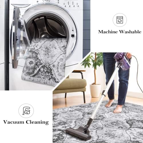 Lahome Moroccan Washable Runner Rug, 2x6 Grey Kitchen Runners for Hallways - Image 3